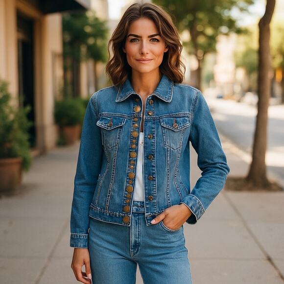 Designer Jean Jacket BEREK 2 COLLECTION Womens XL Takako Sakon Sequin Rhinestone - Picture 5 of 12